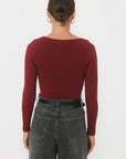 TEE-SHIRT COL V - MATHILDA - CABERNET