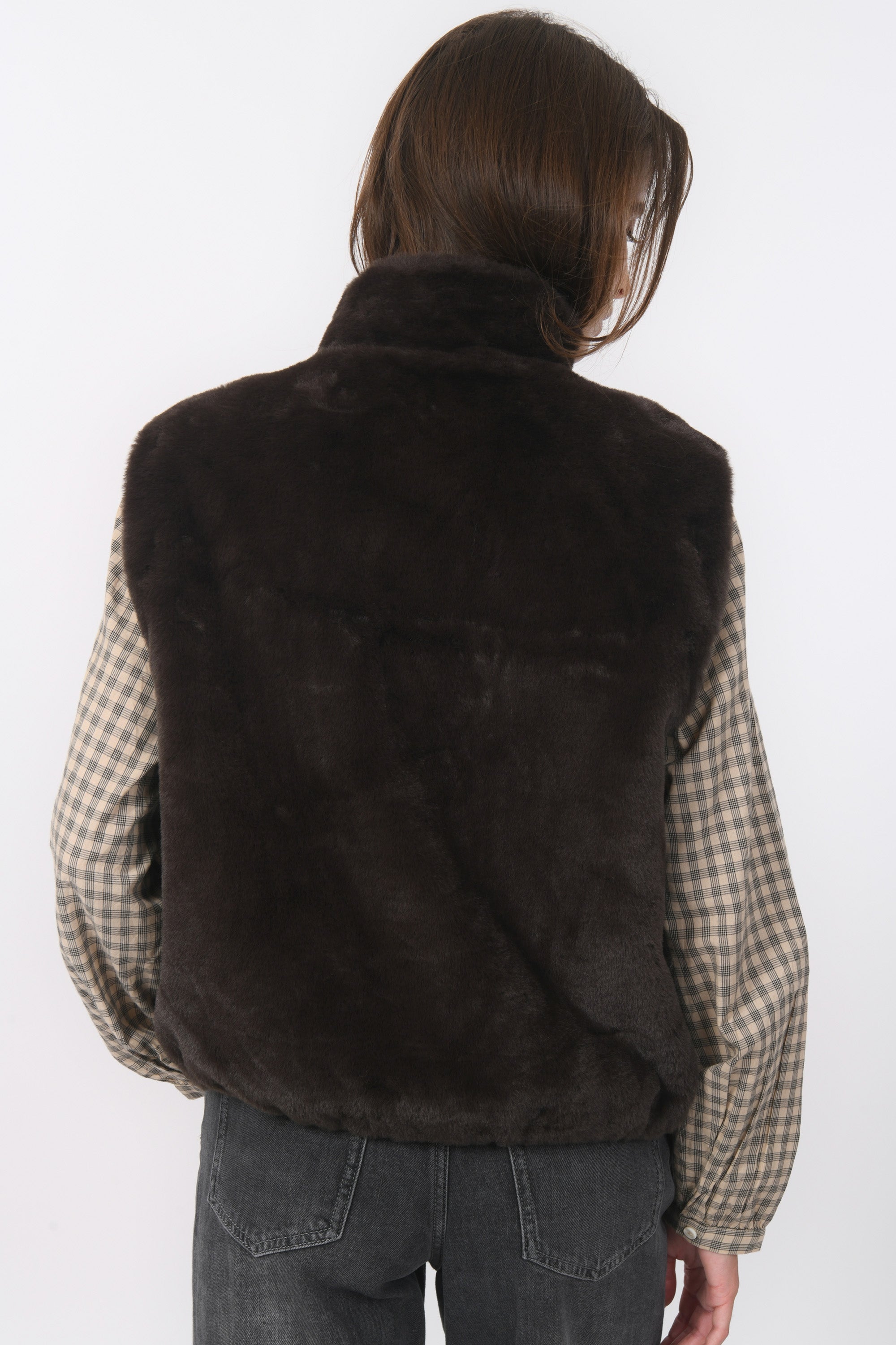 VESTE SANS MANCHE - BABEL - CHOCOLAT