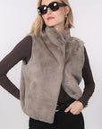 VESTE SANS MANCHE - BABEL - TAUPE