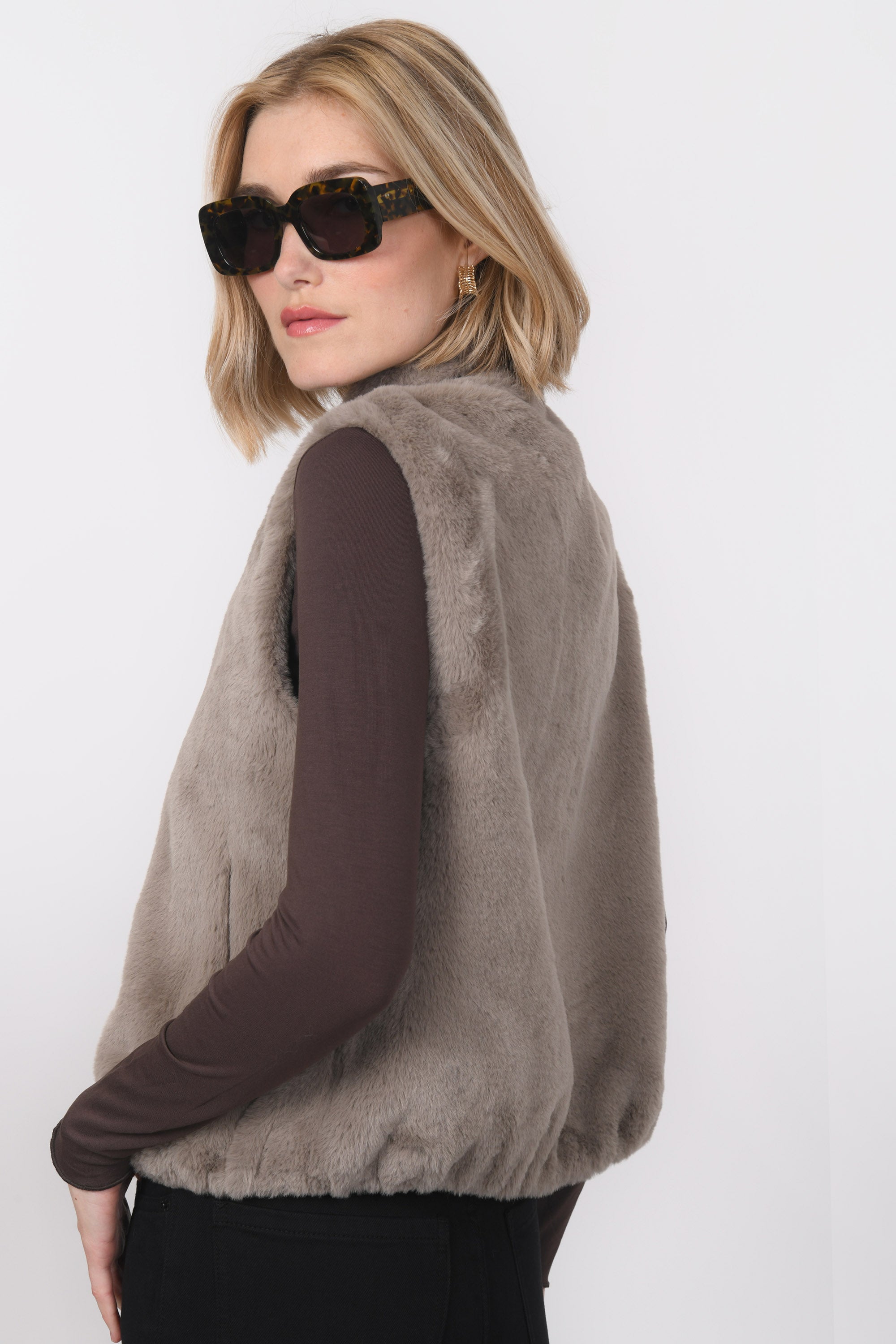 VESTE SANS MANCHE - BABEL - TAUPE