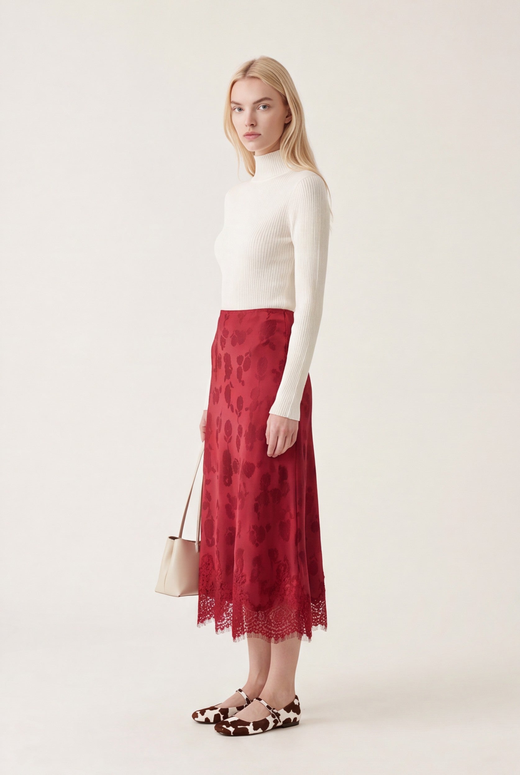 JUPE MIDI - DEBBIE - ROUGE