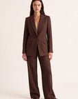 PANTALON TAILLE HAUTE - CLEO - CHOCOLAT