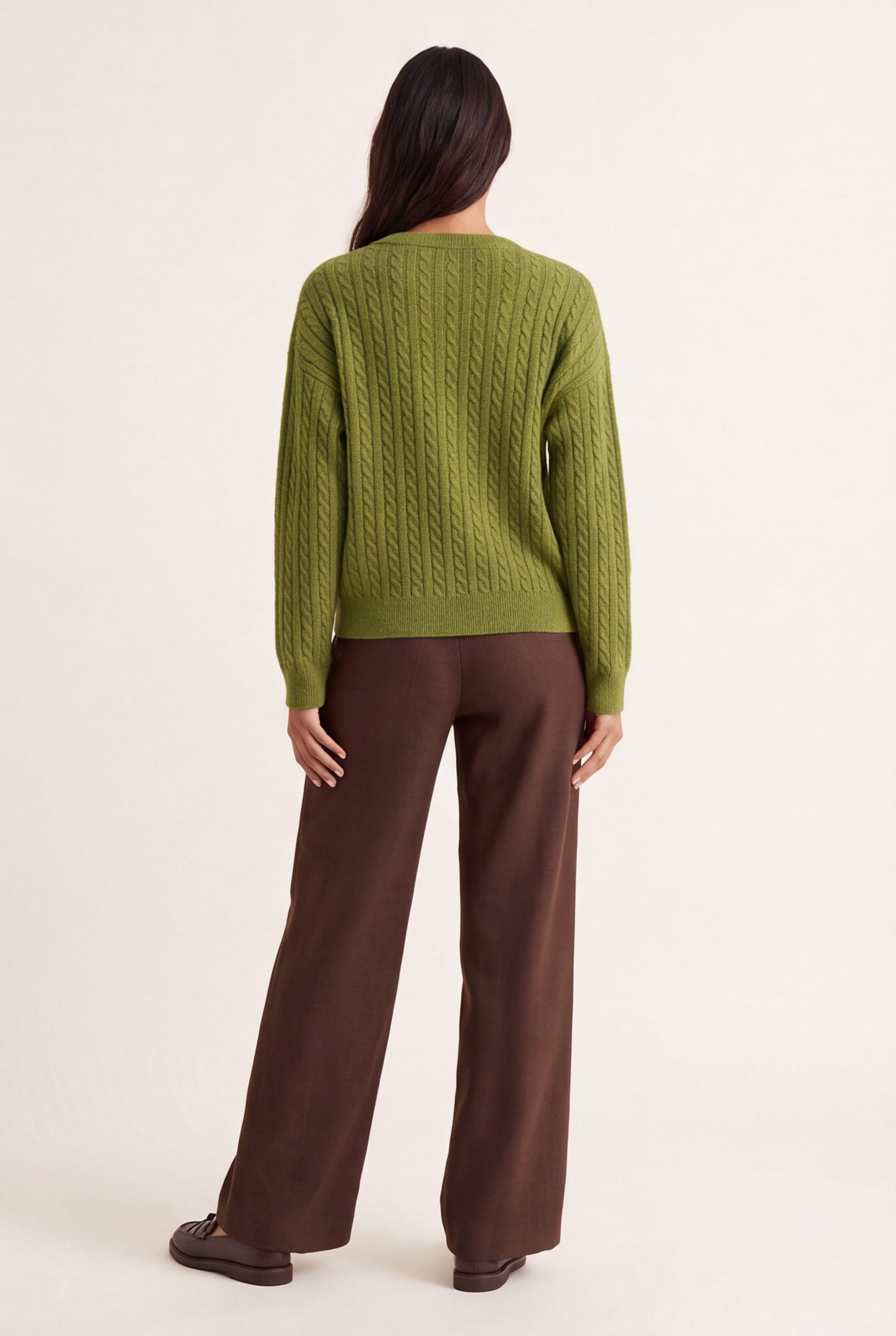 PANTALON TAILLE HAUTE - CLEO - CHOCOLAT