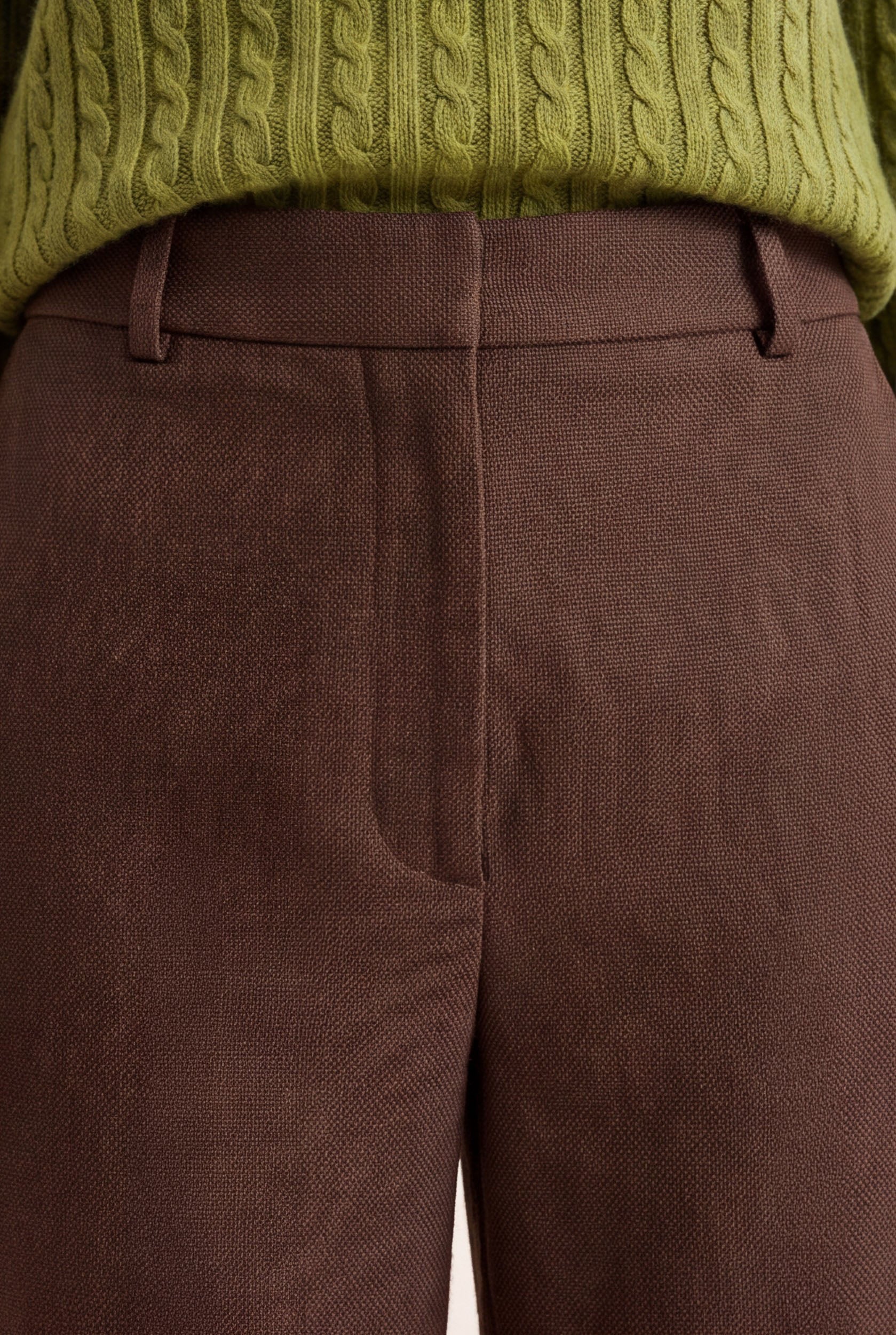 PANTALON TAILLE HAUTE - CLEO - CHOCOLAT