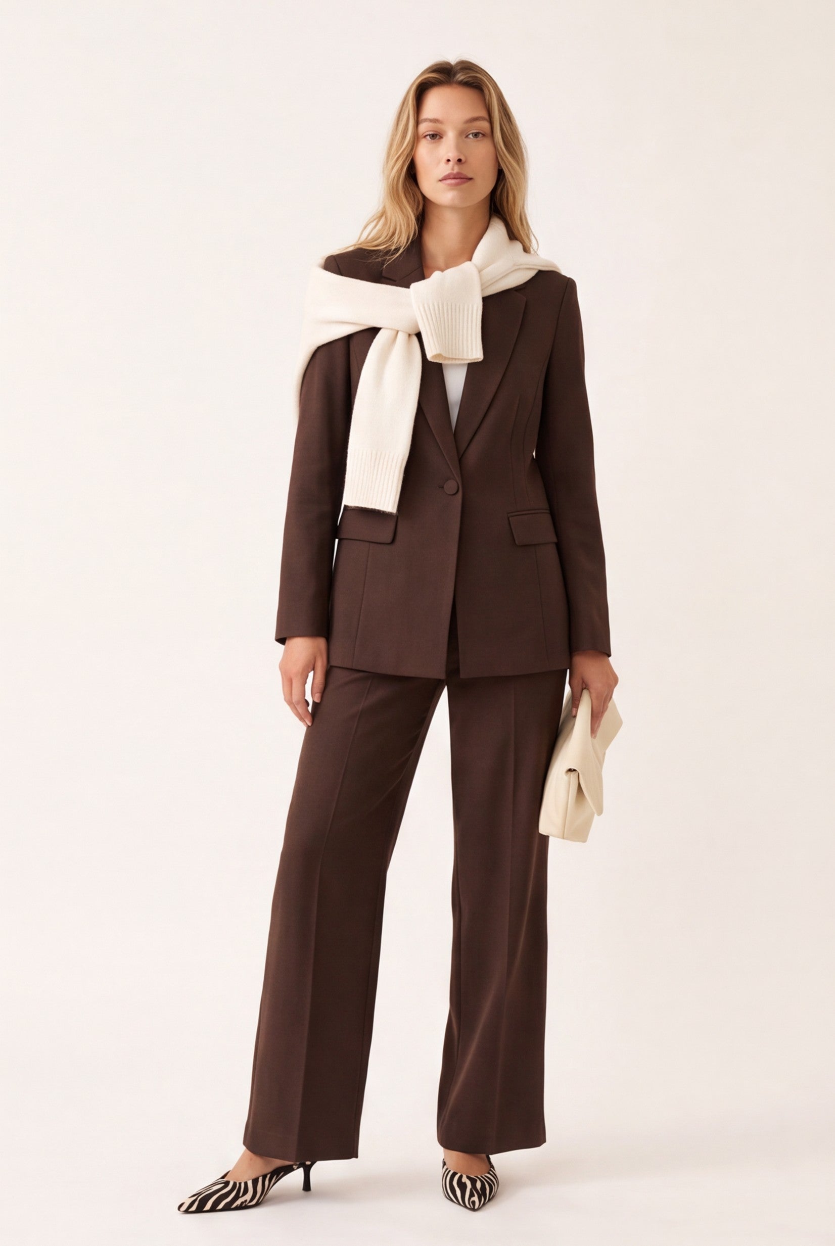 PANTALON SURPIQURE - CLEO - CHOCOLAT