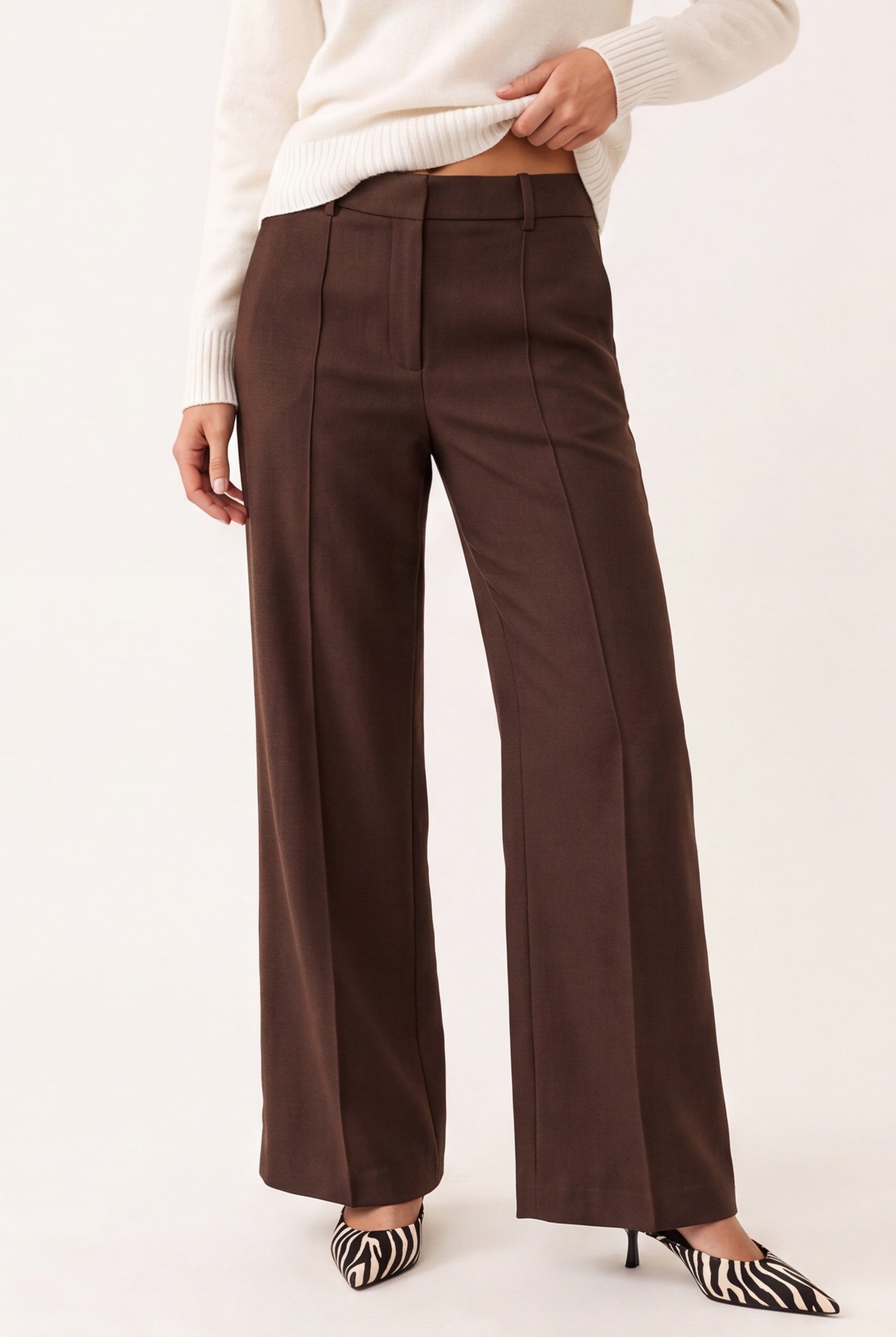 PANTALON SURPIQURE - CLEO - CHOCOLAT