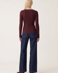 PULL COL CARRE - OLYMPE - BORDEAUX