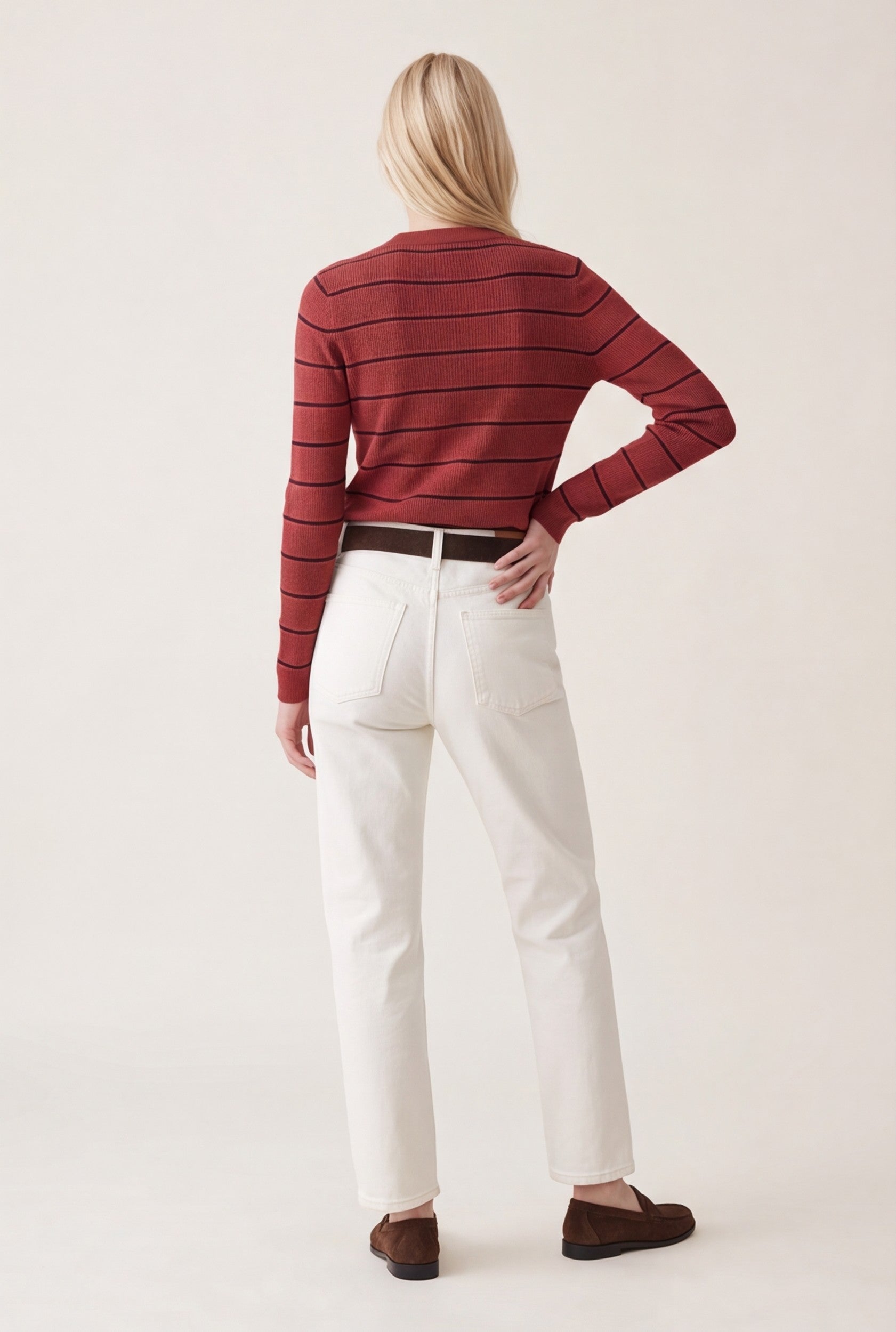 PULL RAS DE COU RAYE - OLYMPE - BLUSH