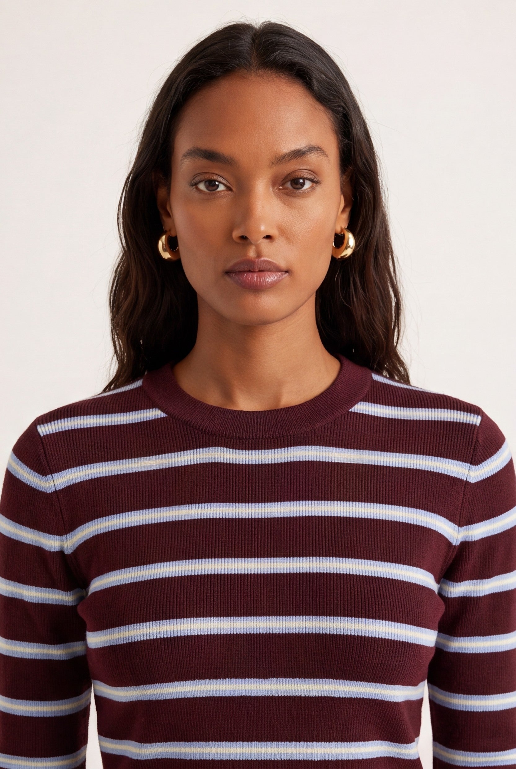 PULL RAS DE COU RAYE - OLYMPE - BORDEAUX