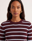 PULL RAS DE COU RAYE - OLYMPE - BORDEAUX