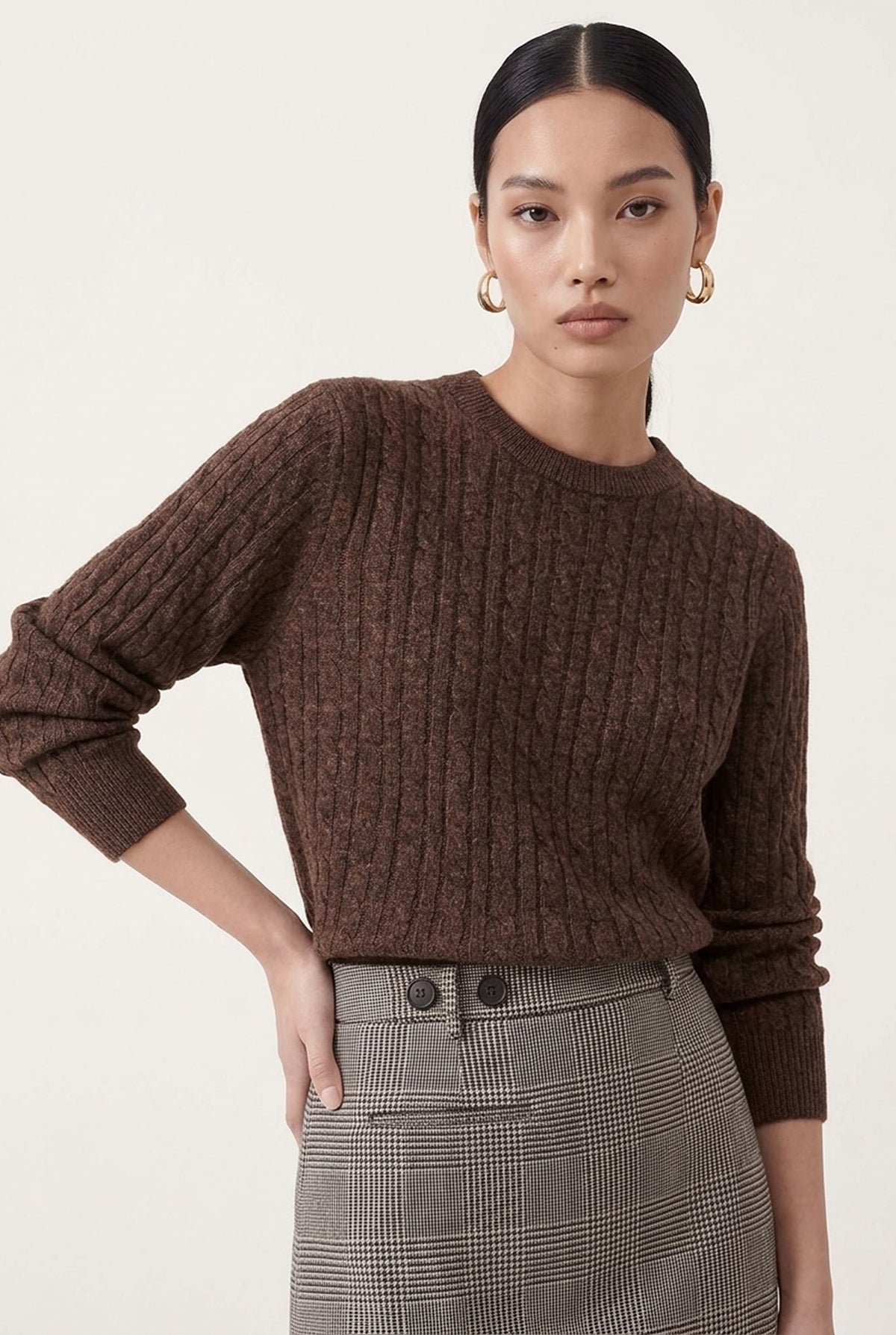 PULL TORSADES - DANITA - CHOCOLAT
