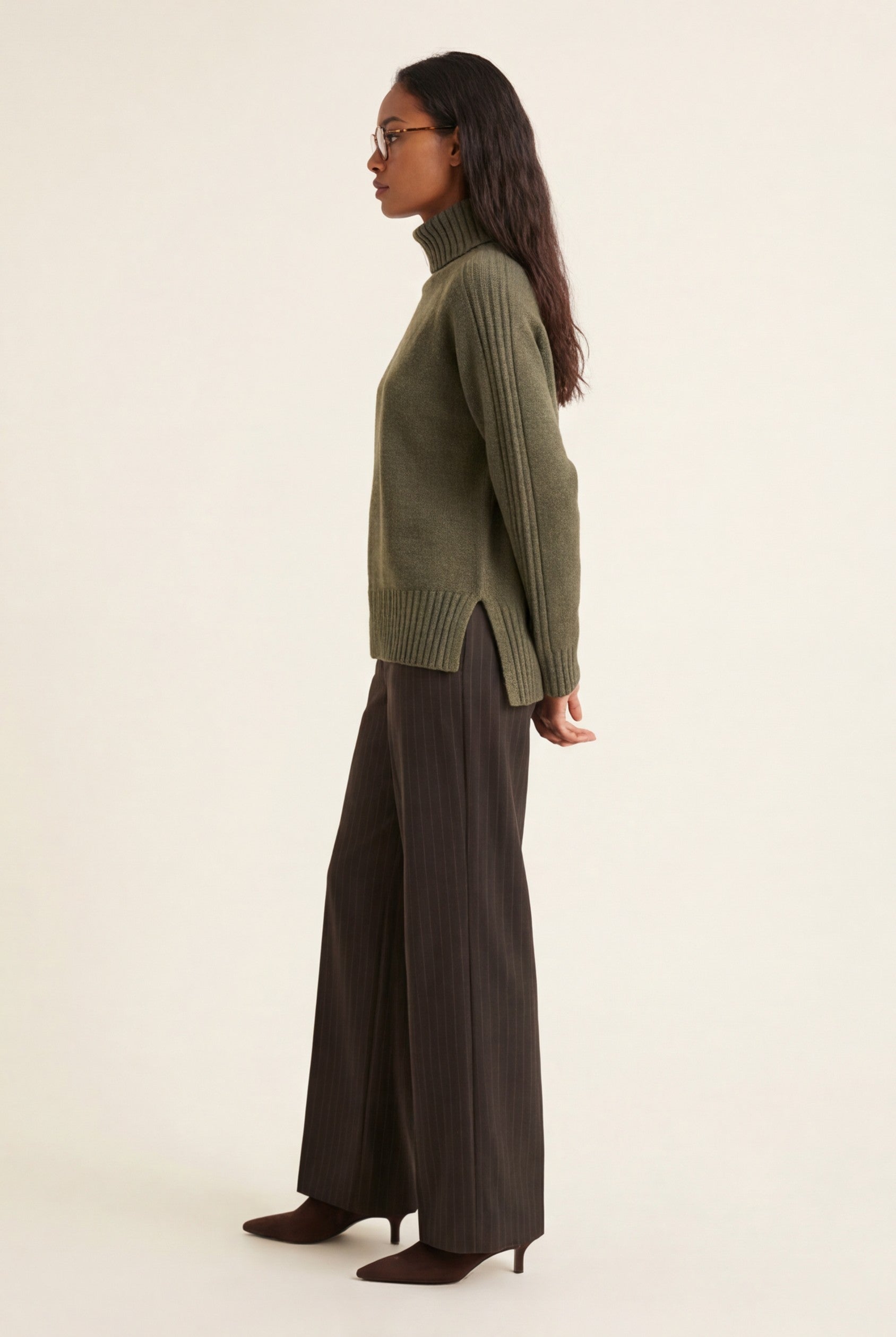 PULL COL ROULE - DOROTHEE - KAKI