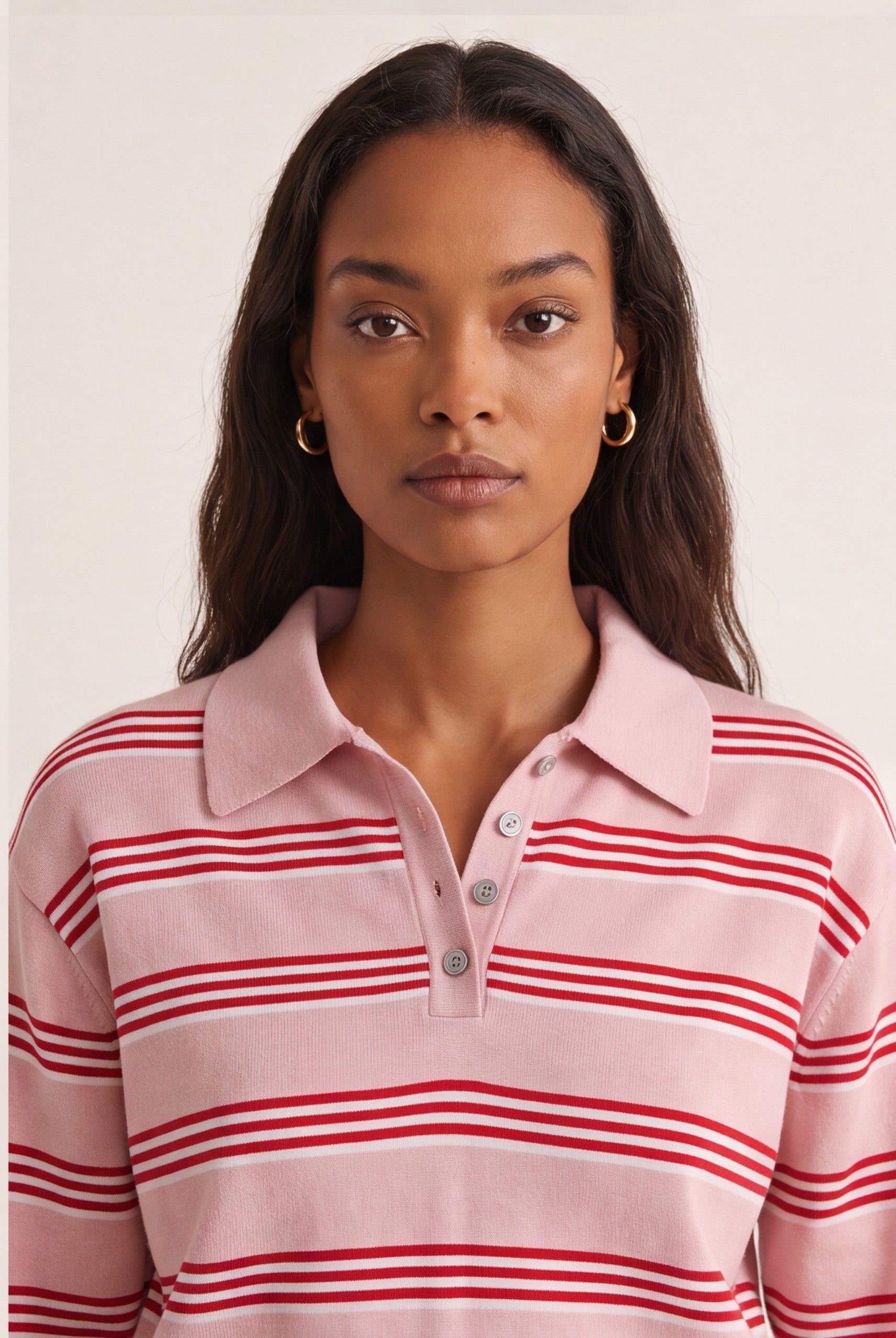PULL POLO RAYE - DARIA - ROSE/ROUGE