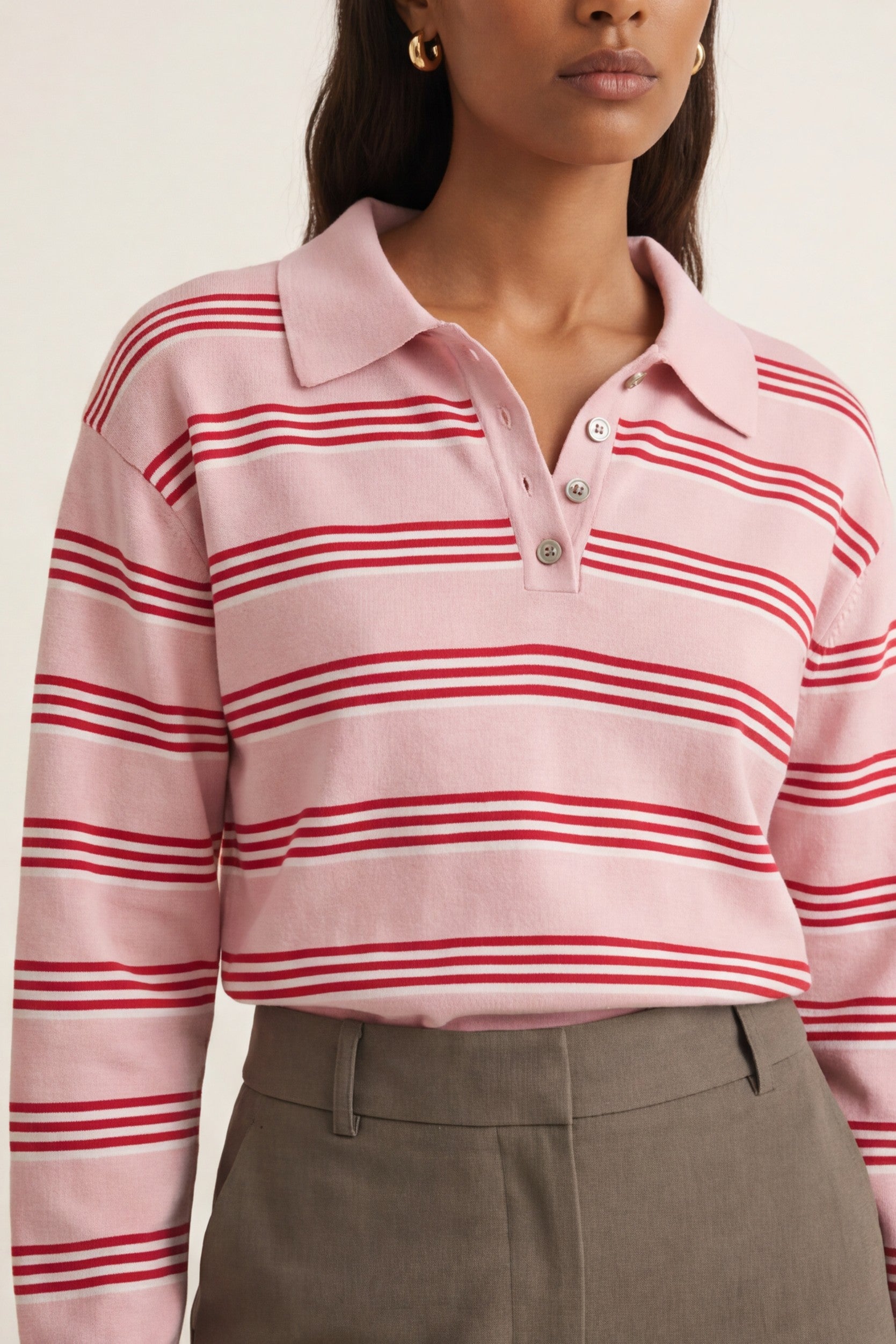 PULL POLO RAYE - DARIA - ROSE/ROUGE
