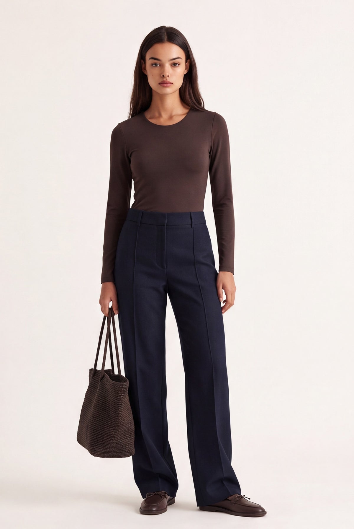 PANTALON TAILLE BASSE - CLEO - MARINE