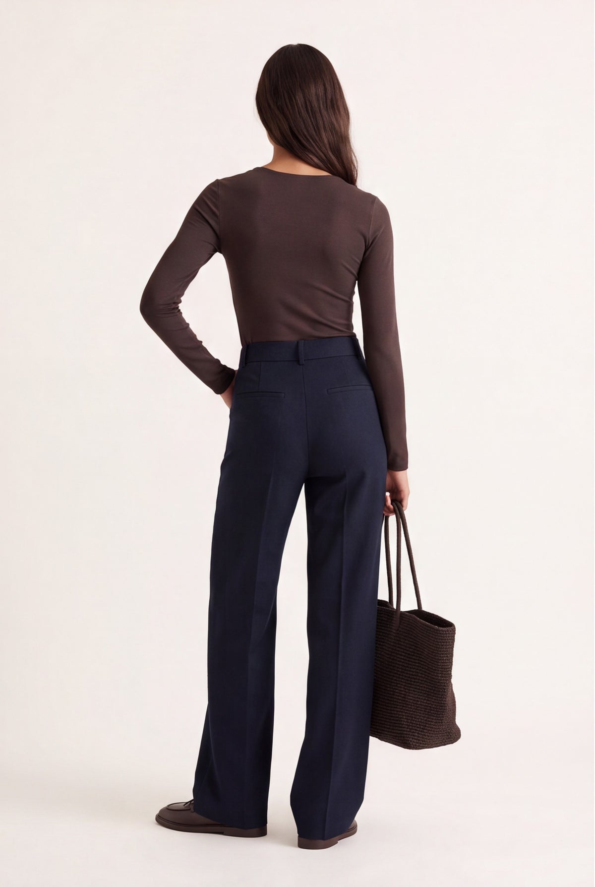 PANTALON TAILLE BASSE - CLEO - MARINE
