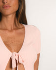 GILET MANCHES COURTES - ABBY - ROSE PALE