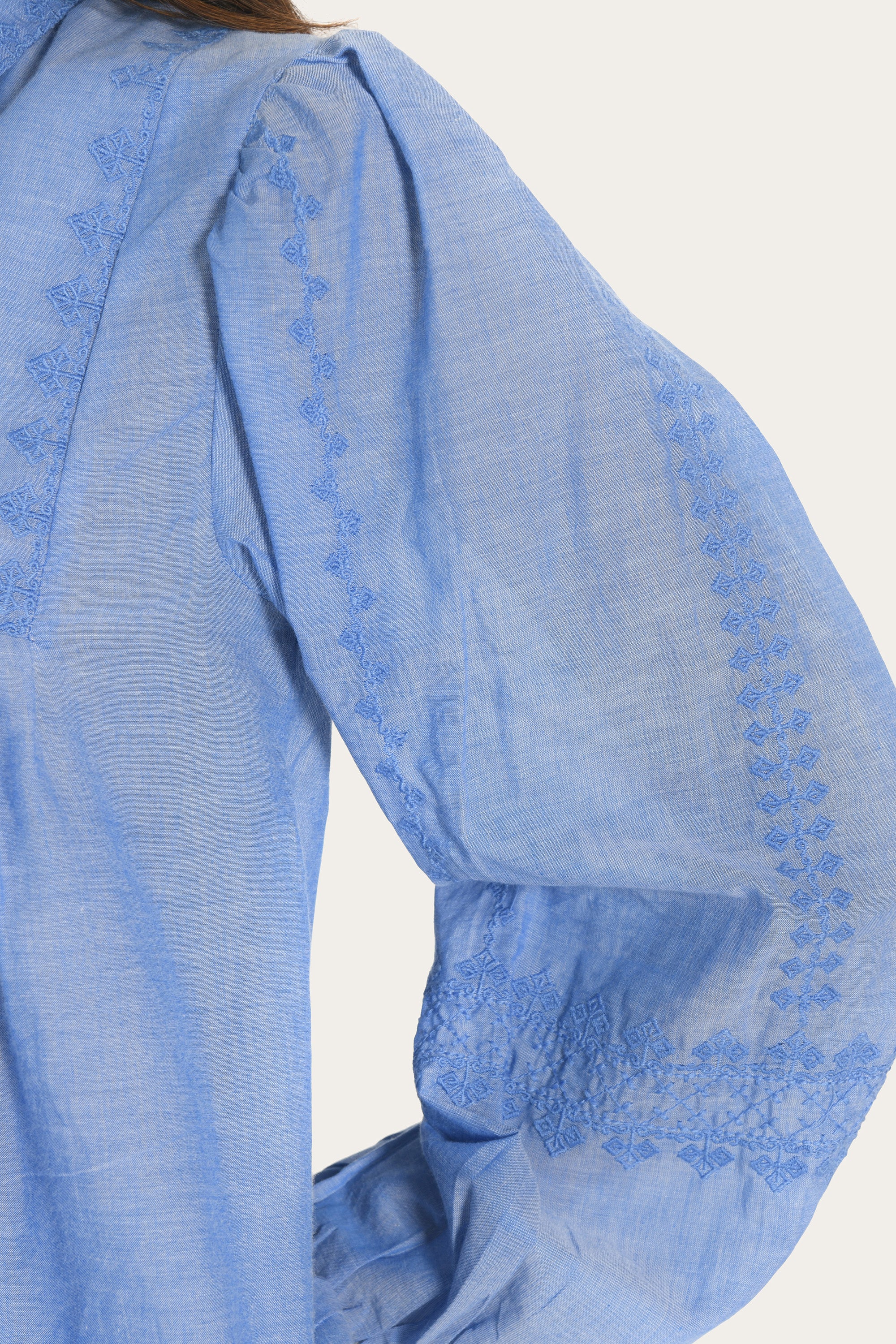 CHEMISIER BRODERIES  - AICHA - CHAMBRAY