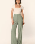 PANTALON TAILLE HAUTE - SAUGE - ALBA