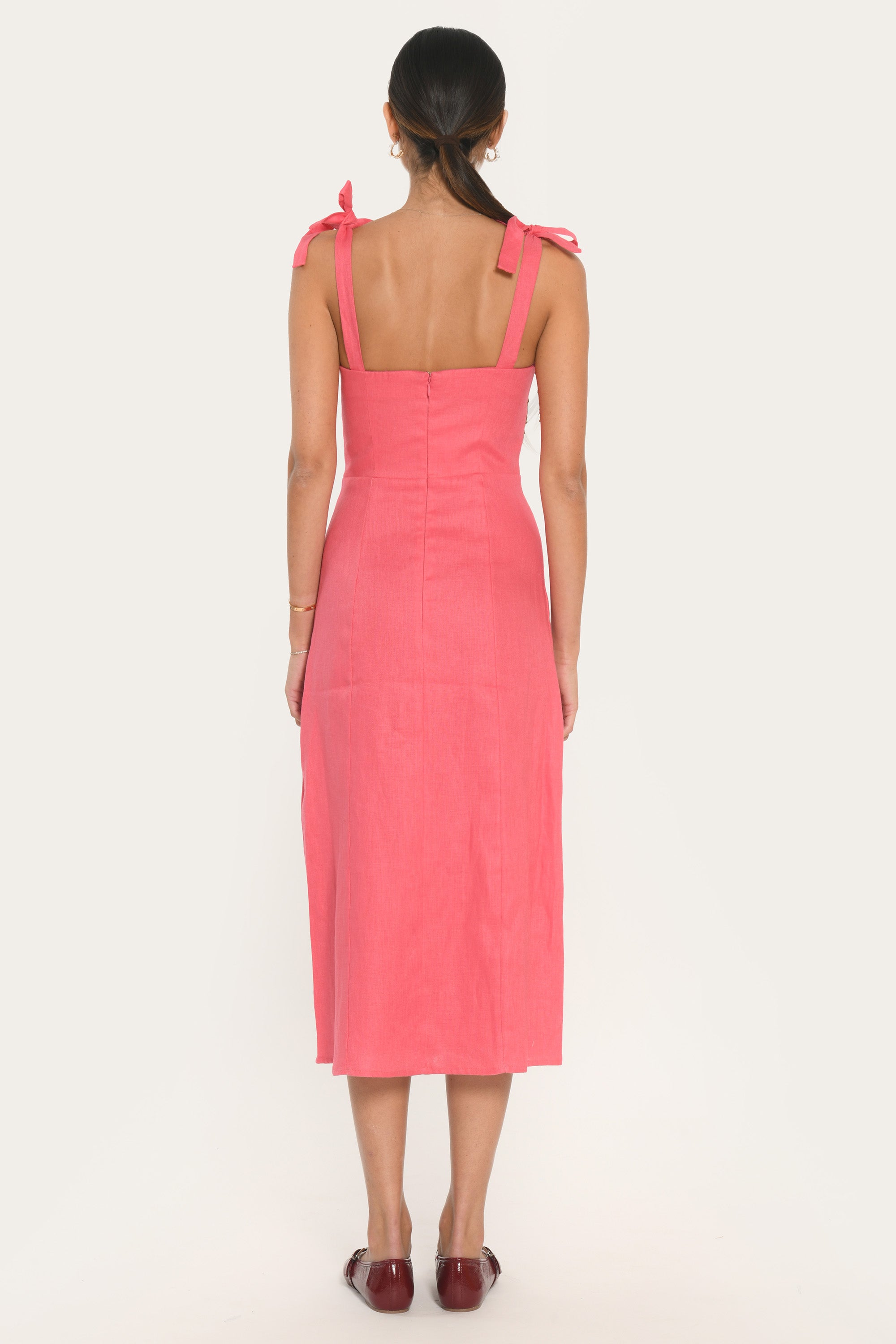 ROBE MIDI BRETELLES - ALICE - FUSCHIA