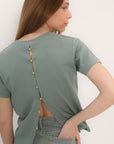 TEE SHIRT BOUTONS - AMBRE - SAUGE