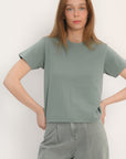 TEE SHIRT BOUTONS - AMBRE - SAUGE