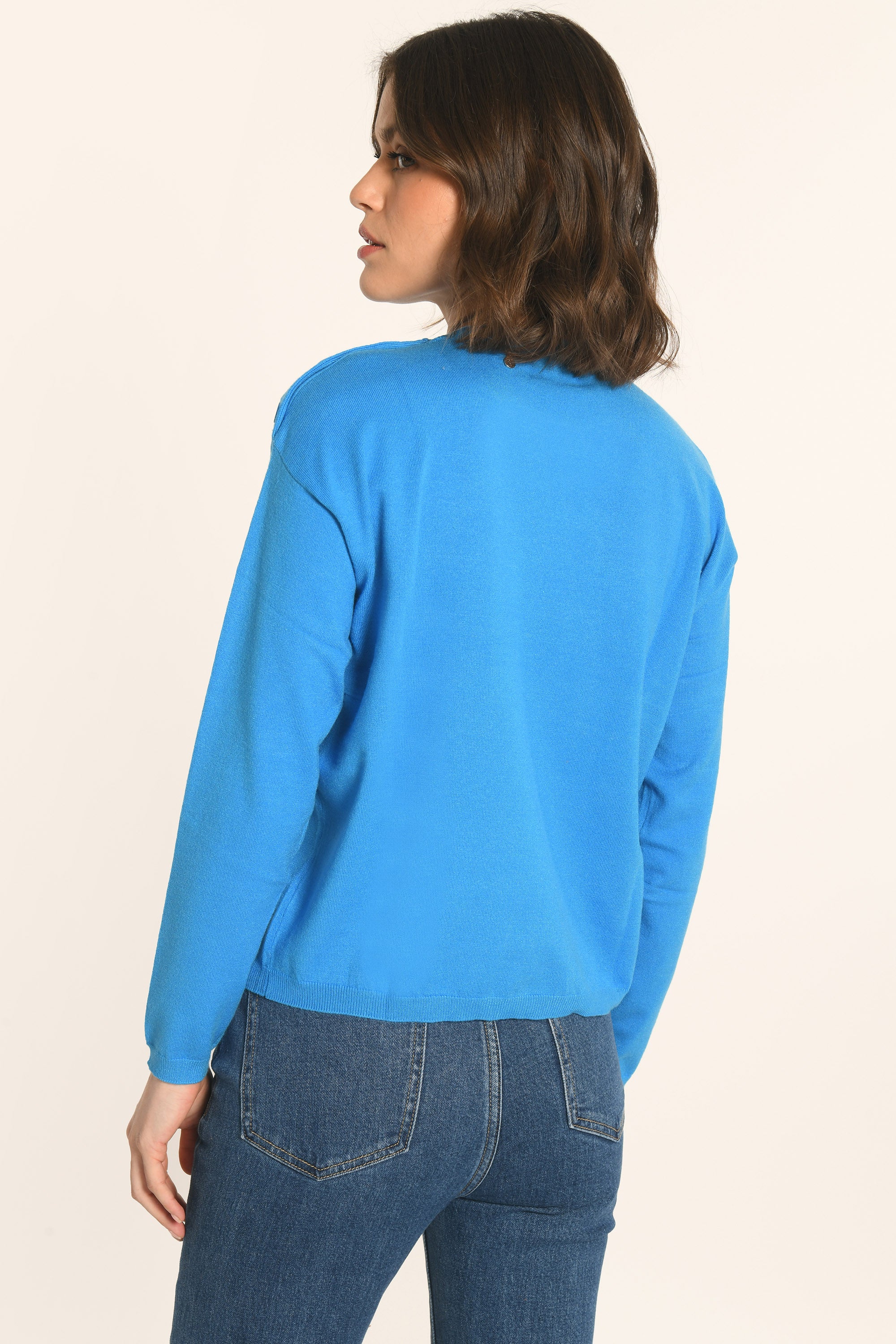 PULL BOUTONNÉ - BLEU - AMELINA