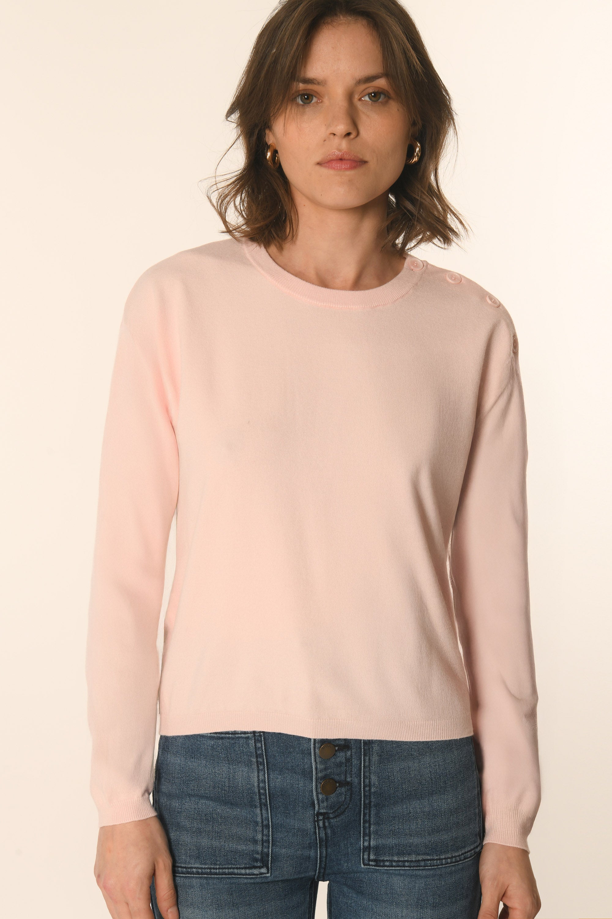 PULL BOUTONNÉ - ROSE PÂLE - AMELINA