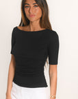 TOP ASYMÉTRIQUE - ANILA - NOIR