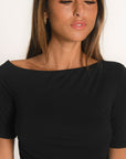 TOP ASYMÉTRIQUE - ANILA - NOIR