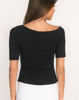TOP ASYMÉTRIQUE - ANILA - NOIR