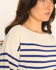 PULL MARINIÈRE COL BATEAU - BLANC/NAVY - AURE