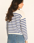 PULL MARINIÈRE COL BATEAU - BLANC/NAVY - AURE