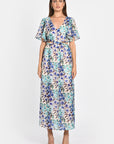 ROBE LONGUE PRISCA FLEURS MULTI BLEU