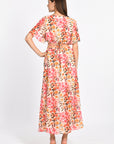 ROBE LONGUE PRISCA FLEURS MULTI ORANGE