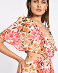 ROBE LONGUE PRISCA FLEURS MULTI ORANGE