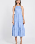 ROBE EN LIN MIDI TAHIA BLUE BELL