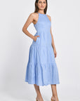 ROBE EN LIN MIDI TAHIA BLUE BELL