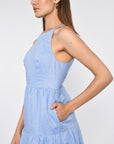 ROBE EN LIN MIDI TAHIA BLUE BELL