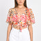 TOP PRISCA FLEURS MULTI ORANGE