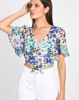 TOP PRISCA FLEURS MULTI BLEU