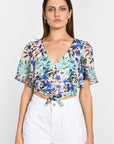 TOP PRISCA FLEURS MULTI BLEU