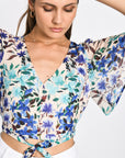 TOP PRISCA FLEURS MULTI BLEU