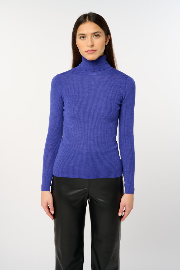 Pull col roulé Olympe violet