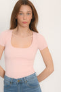 PULL MANCHES COURTES - ROSE PALE - LOLITA