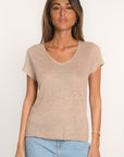 T-SHIRT COL V - LOUISE - BEIGE