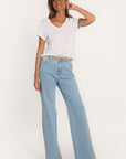T-SHIRT COL V - LOUISE - BLANC