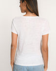T-SHIRT COL V - LOUISE - BLANC