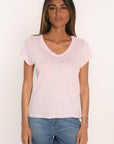 T-SHIRT COL V - LOUISE - ROSE