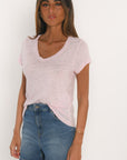 T-SHIRT COL V - LOUISE - ROSE